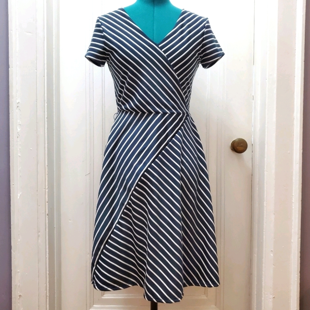 Navy and White Striped Dress